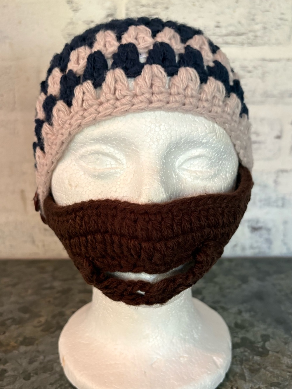 San Diego Hat Co Crochet Beanie with Brown Knit Face Cover